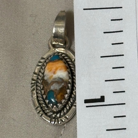 925 Sterling Silver Spiny Oyster Copper Turquoise Oval Orange/White/Blue/Brown - Picture 9 of 13